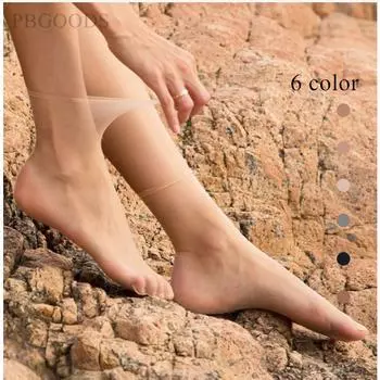 Пять пар ультратонких ультрапрозрачных носков, прозрачные женские бесшовные короткие чулки Average Size чёрный