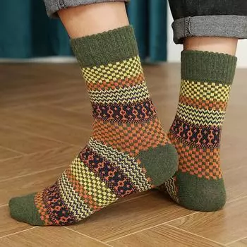 Пять пар зимних мужских шерстяных носков в китайском стиле, бархатные толстые теплые кашемировые носки, модные носки в стиле ретро