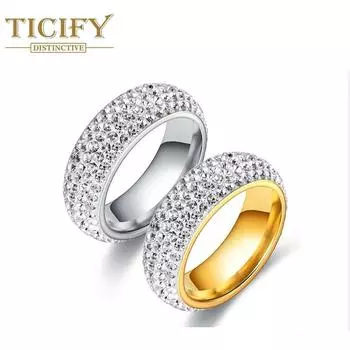 Пять рядов дугового сверления Кольцо из титановой стали Европейские и американские модные универсальные парные кольца 6 серебряный