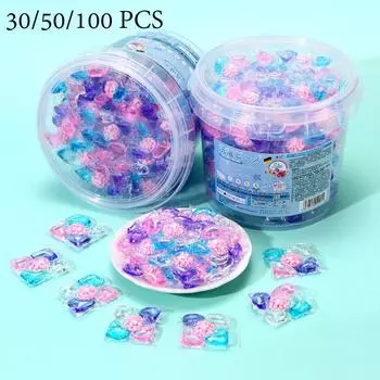 Пять в одном гранулах геля для стирки для глубокой очистки и удаления пятен. Гранулы для стирки для домашнего использования. Длительно сохраняющиеся ароматизированные гранулы. Концентрированное моющее средство для стирки. 30 PCS зелёный