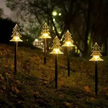 Пять в одном солнечном светильнике для рождественской елки, подключаемый к земле, светильник для дорожек, декоративные светильники для ландшафта, 5 светодиодных светильников для дорожек 732 5 LED звезда