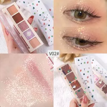 Пятицветная неплавающая пудра, тени для век цвета земли, матовые жемчужные блестящие тени для век 01