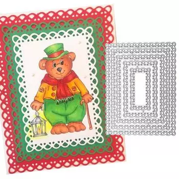 Пятикольцевая рамка, кружевной фон, металлические трафареты для скрапбукинга, тиснение, трафареты для изготовления карт, ремесленный декор серебряный