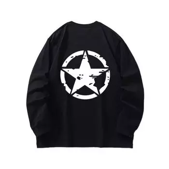 Пятиконечная звезда осенняя одежда с длинными рукавами из чистого хлопка новый мужской и женский топ, весенний внутренний слой, базовая рубашка, M коричневый