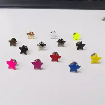 Пятиконечная звезда, плоская металлическая сумка с винтами из сплава, заклепки, обувь в стиле панк «сделай сам», аксессуары, украшение для шляпы 12mm красный