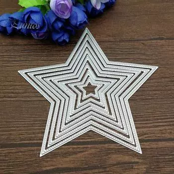 Пятиконечная звезда, режущие штампы, сделай сам, скрапбукинг, тиснение, бумажные карты, альбом, трафарет серебряный