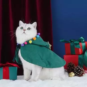 Пятиконечная звезда Рождественские плащи для кошек Зеленые/красные плащи для собак Рождественская елка Новый год L зелёный