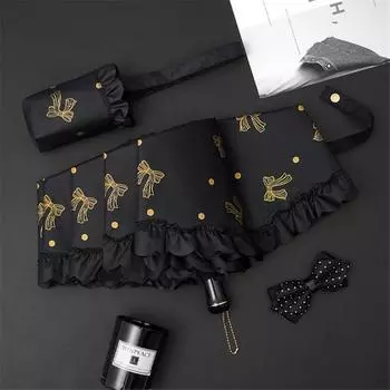 Пятикратный автоматический зонт для взрослых, кружевной зонт из винила, женский зонт с защитой от ультрафиолета, складной зонт от солнца, дождя, дождя, двойного назначения