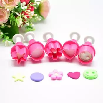 Пятиугольная форма для печенья в форме сердца, плунжерный резак, принадлежности для украшения торта, формы для помадки, пятиугольные формы для цветов сливы