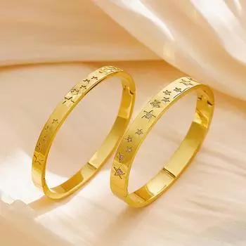 Пятиугольный браслет из титановой стали с бриллиантами