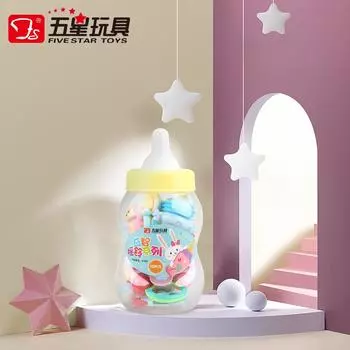 Пятизвездочная детская бутылочка-погремушка для детей от 0 до 12 месяцев, головоломка для раннего развития новорожденных, обучающая игрушка-погремушка для новорожденных светло-синий
