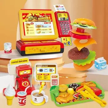 Пятизвездочный костюм-симуляция класса люкс, кассовый аппарат в магазине у дома, детские игрушки, игровой домик для мальчиков и девочек, кассовый аппарат-симуляция жёлтый