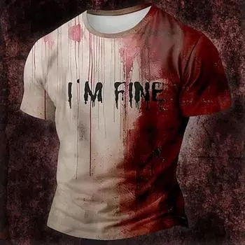 Пятна крови Дизайнерская мужская футболка с 3D-принтом Футболка для вечеринок Уличная повседневная футболка с коротким рукавом Круглый вырез Летняя весенняя одежда Одежда S