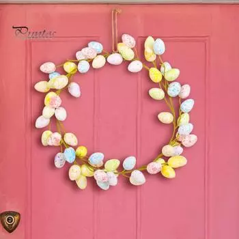 Пятнистая поверхность, пасхальное яйцо, венок со шнурком, гирлянда для передней двери, украшение на стену, Счастливая Пасха, сделай сам, декор для вечеринки разноцветный