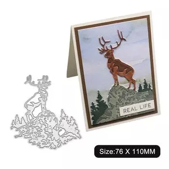 Пятнистый олень на холме рамка металлический серебристый трафарет тиснение вырубные штампы для скрапбукинга бумага альбом карты изготовление серебряный