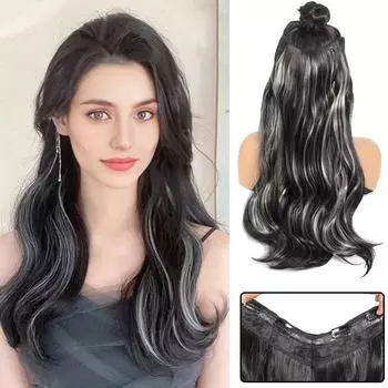 Пятно окрашенные уши, нашивка для парика, большая волна, цельная нашивка для наращивания волос с четырьмя картами, женский парик, длинный вьющийся парик для наращивания волос