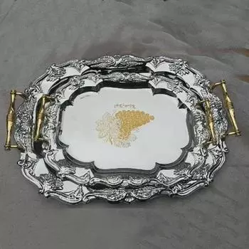 Пятно утолщенный круглый поднос в скандинавском стиле Поднос для шведского стола в ресторане в западном стиле Домашняя выпечка Чашка для чая M 37cmx28cm