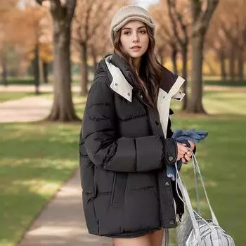 Пятно зимняя женская одежда версия теплая модная хлопковая одежда с капюшоном женская хлопковая одежда куртка M