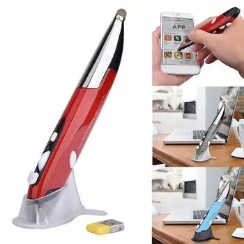 PR-06 Универсальная 4-клавишная беспроводная мышь со стилусом, 1600 точек на дюйм, 2,4 ГГц для ПК, Smart TV серый