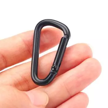 Practical 10pcs D-Shaped Aluminum Zinc Zinc Alloy Black Key ring Carabiner Hanging Buckle Hook Keychain чёрный