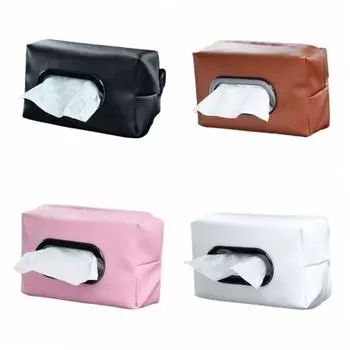 Practical Car Seat Back Tissue Bag PU Leather Tissue Storage Box Gift Car Tissue Holder Car Seats белый