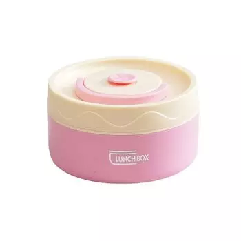Practical Ceramic Liner Lunch Box Sealed Food Container Outdoor Picnic Box Tableware Pink-300ML