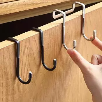 Practical S-shaped Hanger Hook Reliable Good Loading Stainless Steel Door Hook for Home Short
