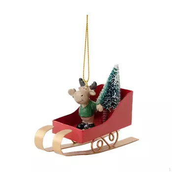 Practical Sleigh Ornament Christmas Sled Car Handcrafts Tree Pendant for Wedding Fireplace красный