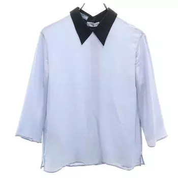 PRADA 7 minutes sleeve blouse 40 Blue gray Back opening Women Used
