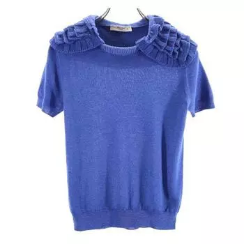 PRADA Made in Italy Wool Blend Short sleeve design knit 38 Blue sweater Women Used