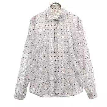 PRADA Striped Umbrella Pattern Long sleeve Cotton shirt 39 gray Men s Used