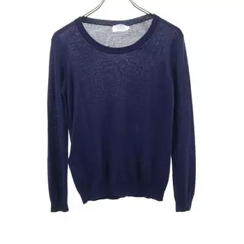 PRADA wool Long sleeve sweater 38 Navy system Knit Thin Women Used