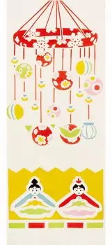 Prairie Dog Dyed Tenugui Hand Towel with Spring Decorative Doll by Wabunka Pattern, [TE-506]