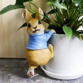 Практичная антивыцветающая статуэтка кролика из смолы, восхождение, скульптура, цветочный горшок, подвеска, домашний декор красный