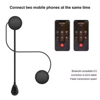 Практичная гарнитура для велосипедного шлема Стабильное соединение Удобное управление Громкая связь чёрный