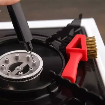 Практичная латунная проволока, нейлоновая щетина, очистка мертвого угла, съемная газовая плита, скруббер для очистки плиты, кухонные принадлежности, кухонная стойка красный