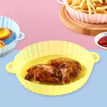 Практичная кастрюля для аэрофритюрницы с двойной ручкой, мягкая многоразовая серый