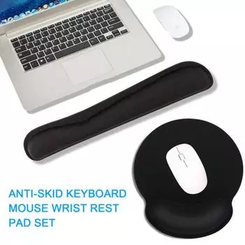 Практичная клавиатура, подушечка для запястья, эргономичный дизайн, резина, легко чистится Round чёрный