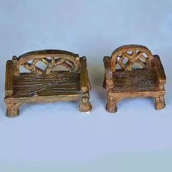 Практичная компактная миниатюрная скамейка из смолы Мини-мир Декор для балкона