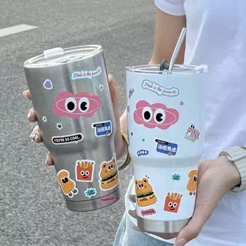 Практичная кружка для воды из нержавеющей стали с рисунком в виде ледяной чашки, новая кружка-непроливайка в подарок на день рождения Cup чёрный