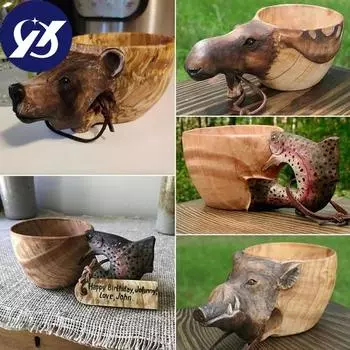 Практичная кружка для воды, винтажная нежная декоративная чашка для питья лагеря в стиле бушкрафт с животными 2