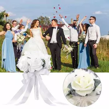 Практичная невеста, девочка-цветочница, держащая цветы, пена, держащая цветы, свадебное использование белый