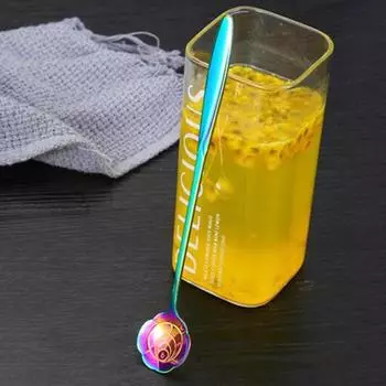 Практичная пищевая анти-ожоговая удобная ручка ложка для перемешивания молока и кофе с головкой цветка розы кухонные аксессуары ложка для смешивания