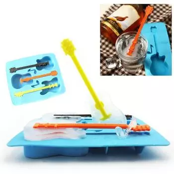 Практичная пищевая многоцелевая долговечная форма с 3 сетками в форме гитары, форма для кубиков льда, кухонные принадлежности, форма для десерта синий