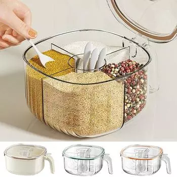 Практичная пластиковая коробка для приправ с 4 отделениями, герметичная квадратная коробка для хранения специй, влагостойкая с крышкой, банка для приправ для дома зелёный