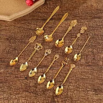 Практичная полированная посуда, разнообразные стили, классическая ложка для смешивания для столовой, кофейная ложка B