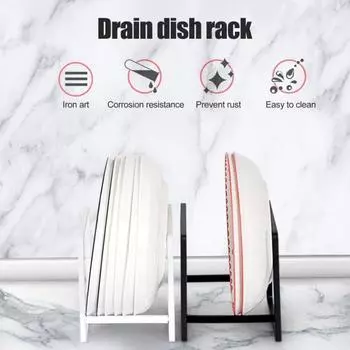 Практичная полка для хранения чаш, твердая компактная подставка для тарелок из кованого железа, не ржавеющая, для кухни S чёрный