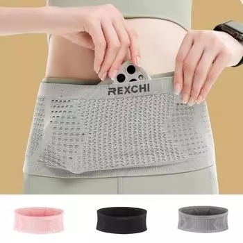 Практичная поясная сумка унисекс большой вместимости M чёрный