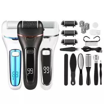 Практичная шлифовальная машина для ног, 2 скорости, насадка для отшелушивания, 3 сменные насадки, электронное средство для удаления мозолей, гладкая кожа ног