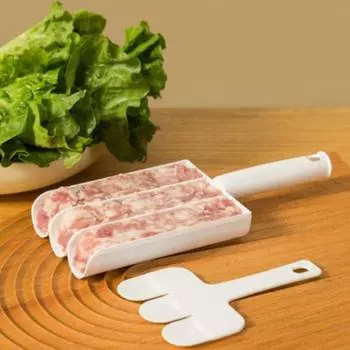 Практичная со скребком кухонная посуда, легко чистящаяся, портативная, с 3 слотами, машина для приготовления рыбных шариков, инструмент для изготовления фрикаделек, форма для домашних принадлежностей